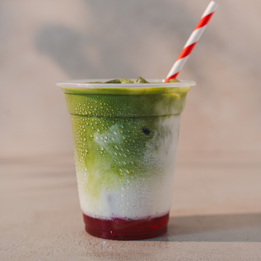 Cherry Bakewell Iced Matcha