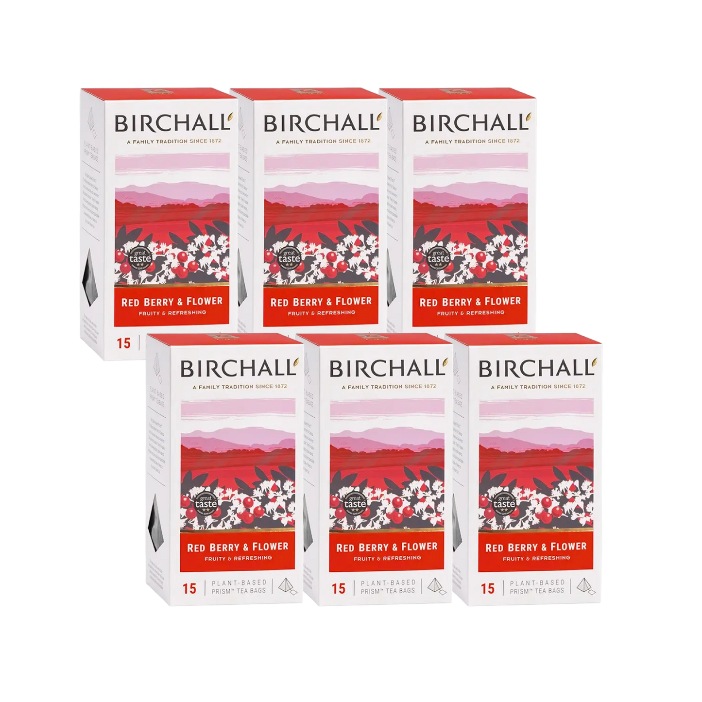 Birchall Red Berry & Flower Prism Tea Bags