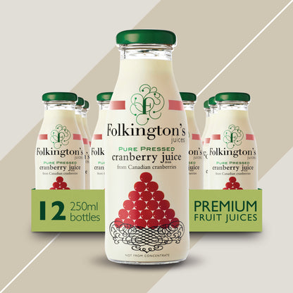 Folkingtons Cranberry Juice 12 x 250ml