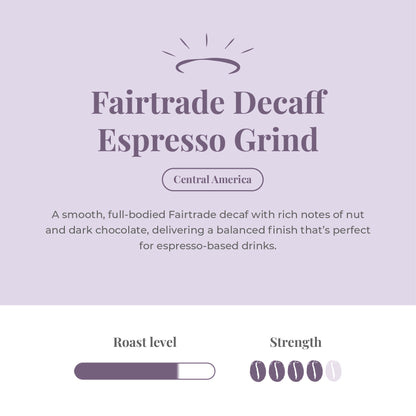 Heavenly Faitrade Decaff Espresso Grind